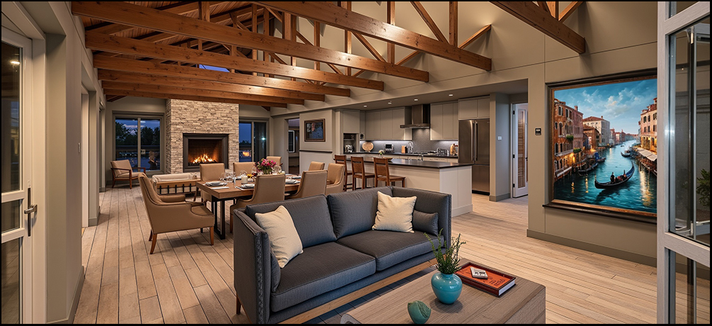 3D render-interior dining area